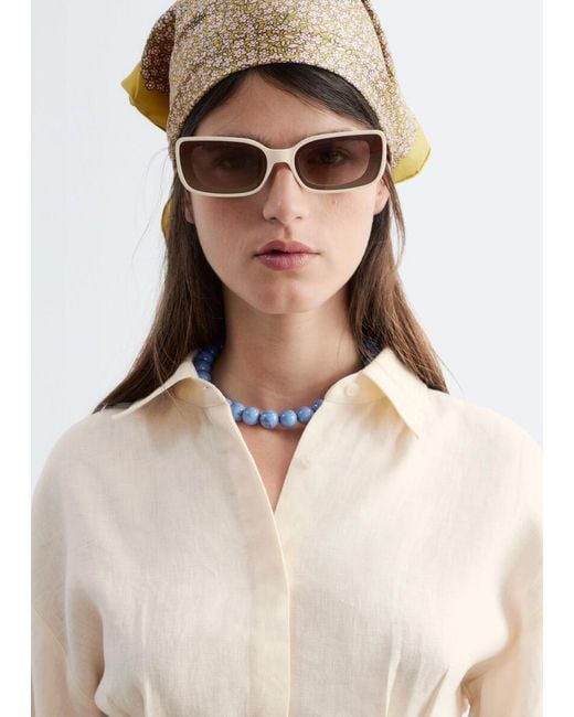 & Other Stories White Pleated-Waist Linen Shirt