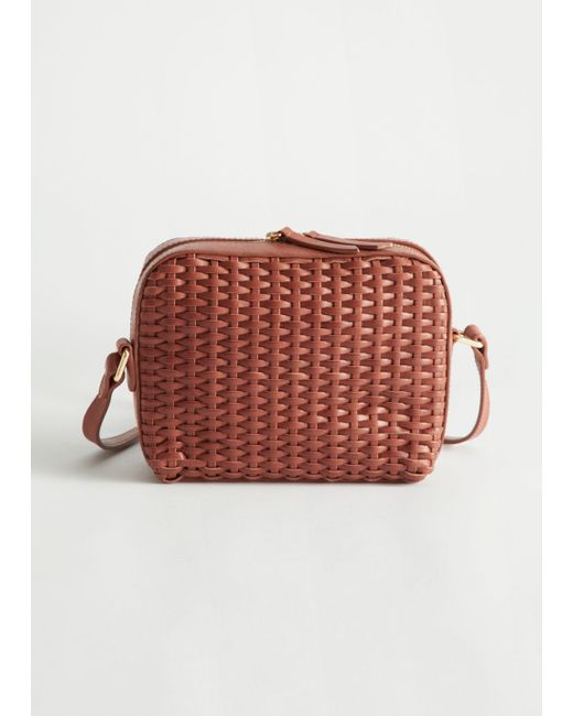 & Other Stories Natural Midi Woven Leather Shoulder Bag
