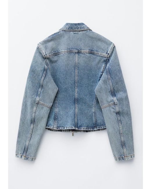 & Other Stories Blue Fitted Zip-Up Denim Jacket