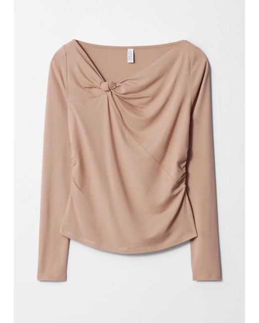 & Other Stories Natural Draped Knotted Top