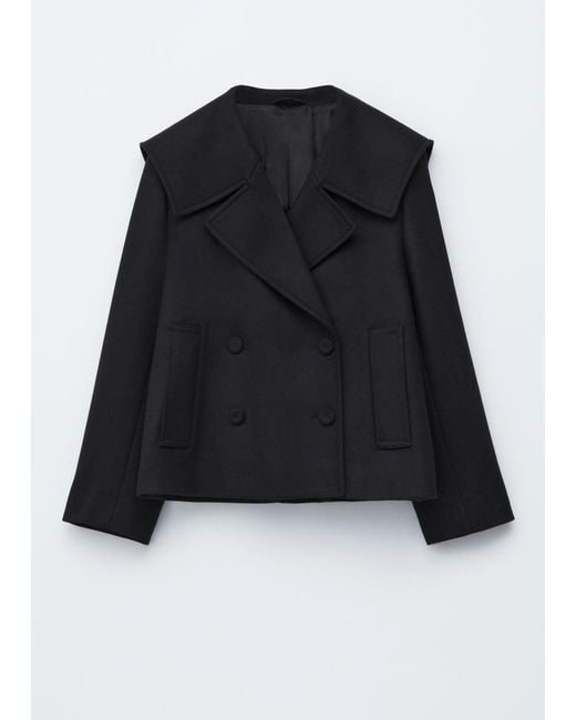 & Other Stories Black Double-Breasted Wool Jacket