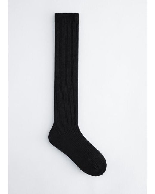 & Other Stories Black Ribbed Silk-Blend Socks