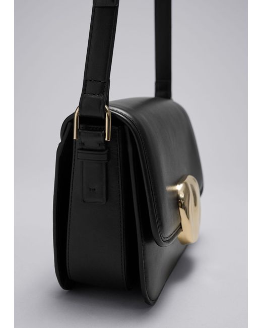 & Other Stories Black Sculptural Buckle Leather Bag
