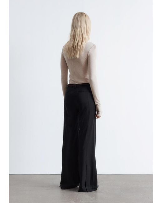 & Other Stories Black Flared Wool Trousers