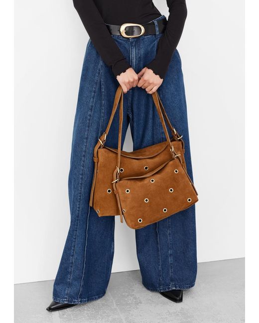 Allana Eyelet Bag - Coffee Suede