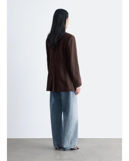 & Other Stories White Tapered Linen Blazer