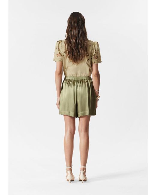 & Other Stories Green Satin Pull-On Shorts