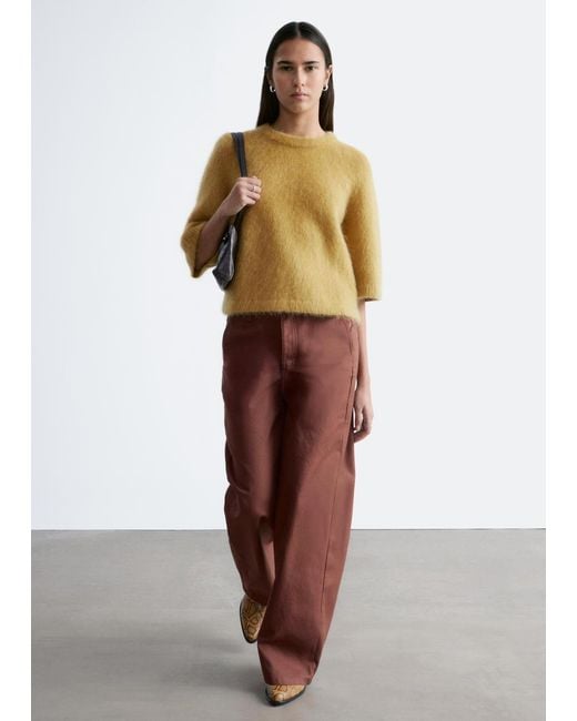& Other Stories Yellow Mohair-Blend Knitted T-Shirt