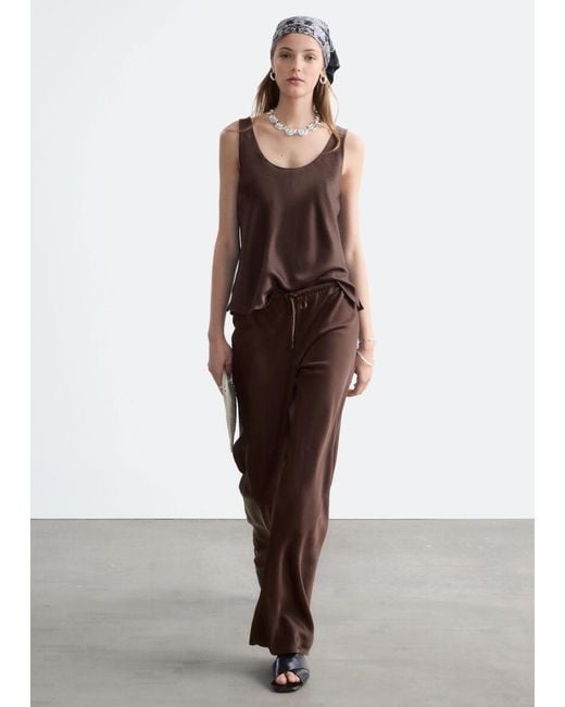 & Other Stories Brown Scoop Neck Tank Top