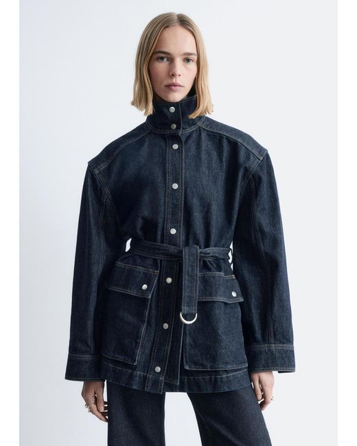 & Other Stories Blue Tie-Belt Denim Jacket