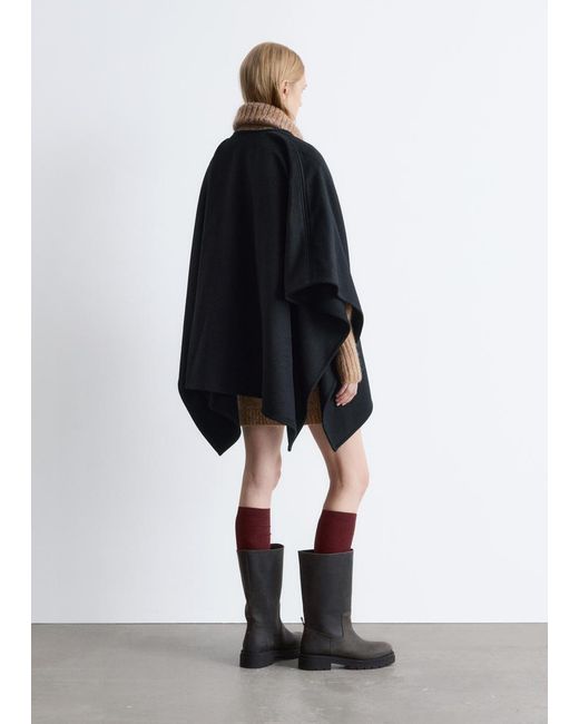 & Other Stories Black Wool Cape