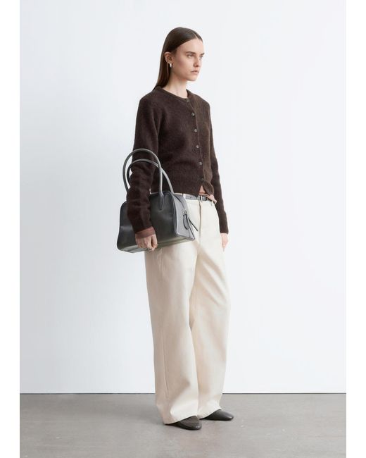 & Other Stories White Relaxed Wide-Leg Cotton Trousers