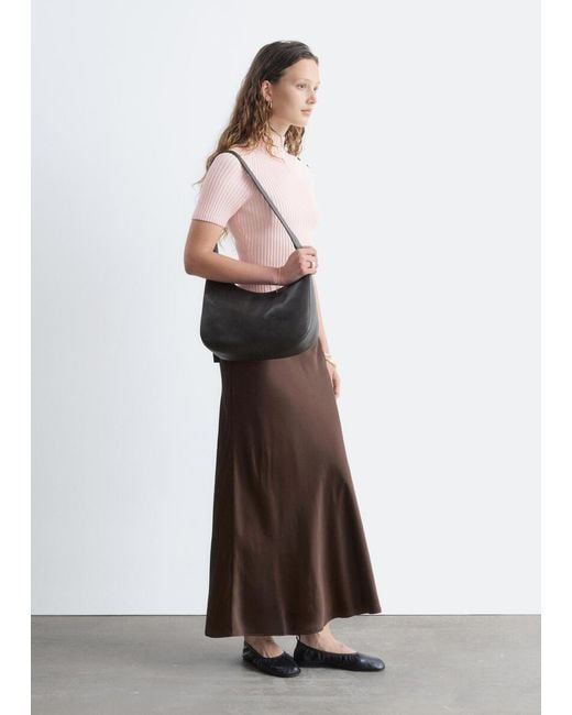 & Other Stories Pink Mock-Neck Ribbed Top