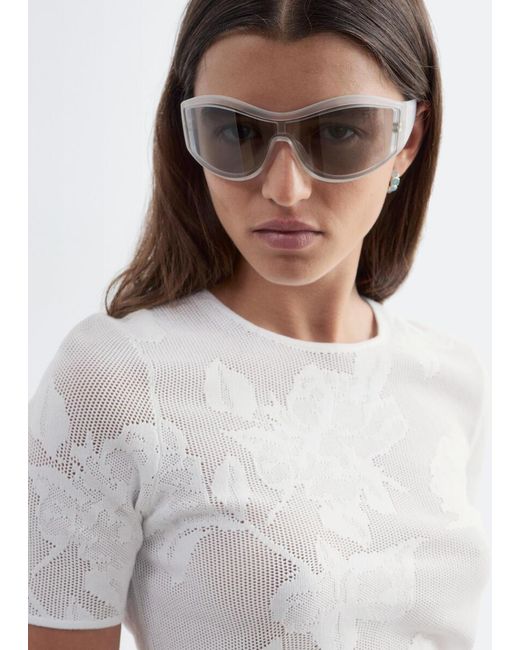 & Other Stories White Cotton Pointelle Jacquard Top