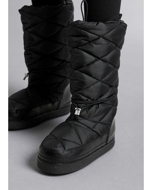 & Other Stories Black Quilted Snow Boots