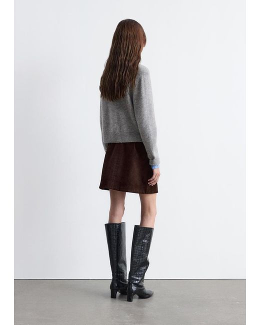 & Other Stories Gray Collared Knit Cardigan