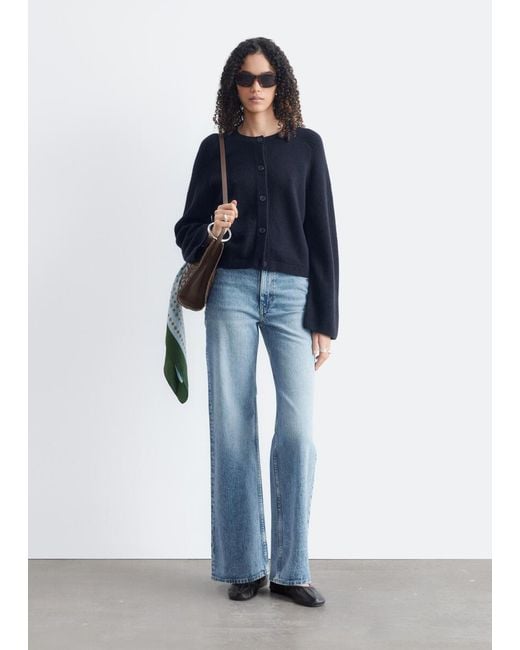 & Other Stories Blue Relaxed Wool-Cotton Cardigan