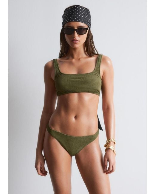 & Other Stories Green Textured Bikini Top