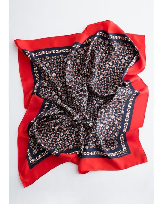 & Other Stories Red Printed Silk Scarf
