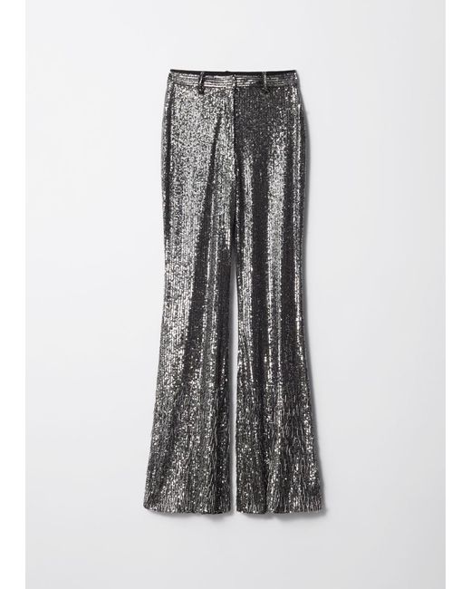 & Other Stories Gray Flared Sequin Trousers