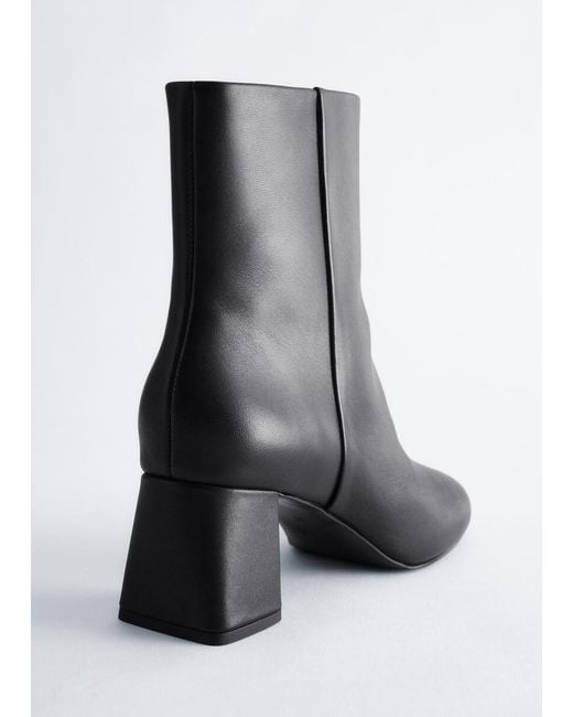 & Other Stories Black Leather Ankle Boots