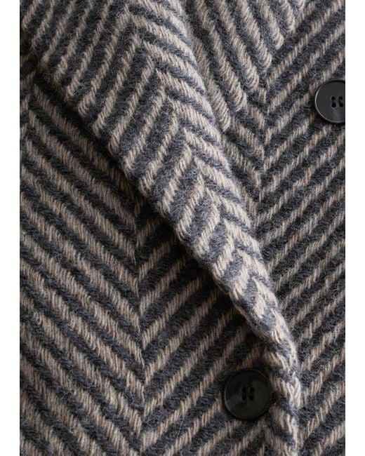 & Other Stories Gray Double-Breasted Cotton-Wool Coat