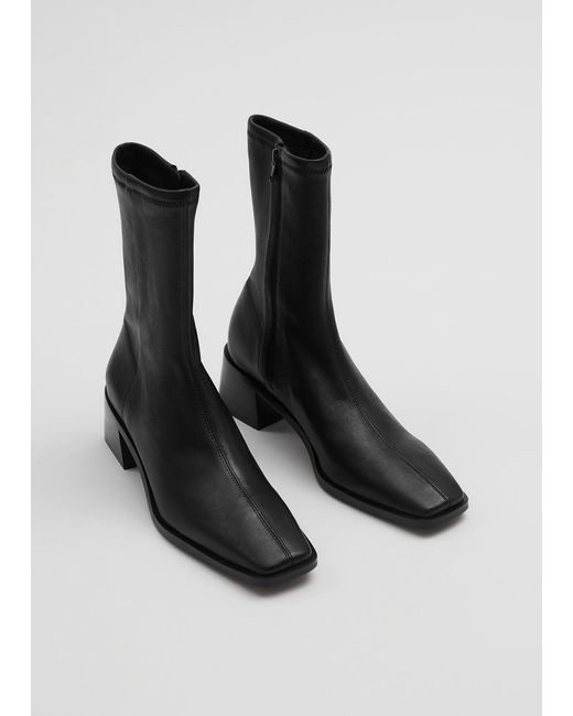 & Other Stories Black Leather Sock Boots