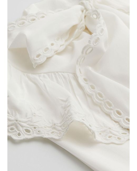 & Other Stories White Scalloped Ruffle Blouse
