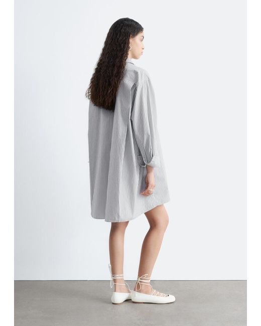 & Other Stories Gray Oversized Shirt Mini Dress