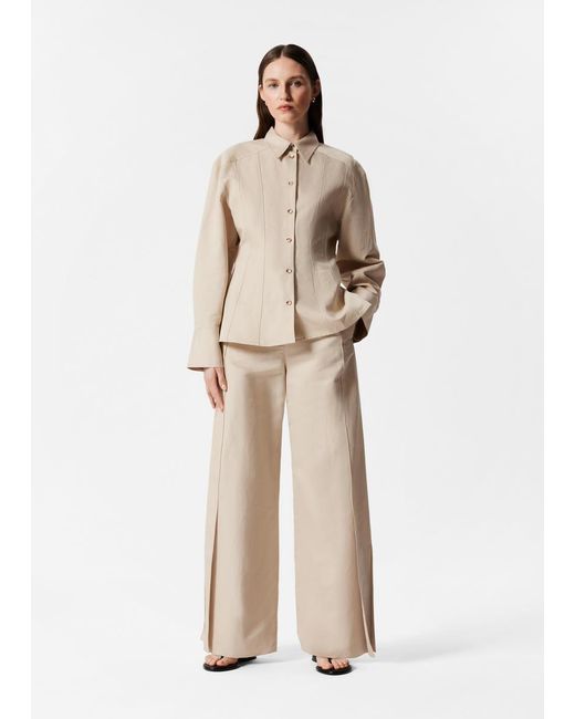 & Other Stories Natural Wide-Leg Side-Slit Trousers