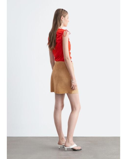 & Other Stories Red Cotton One-Shoulder Top