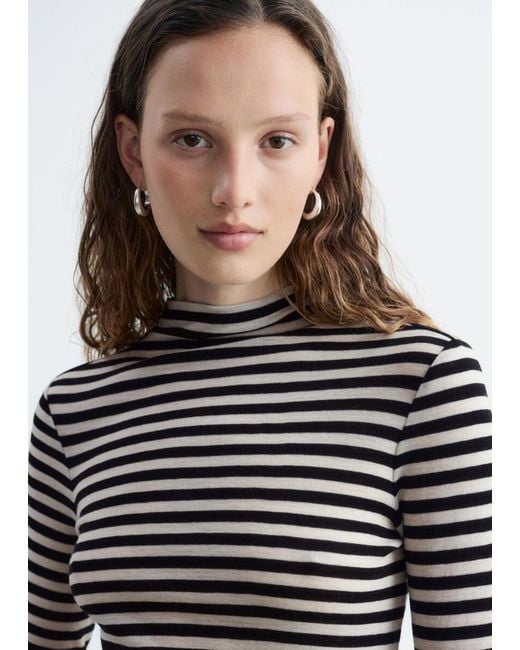 & Other Stories White Wool Mock-Neck Top