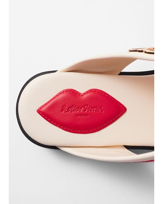 & Other Stories Natural Text-Print Leather Sandals
