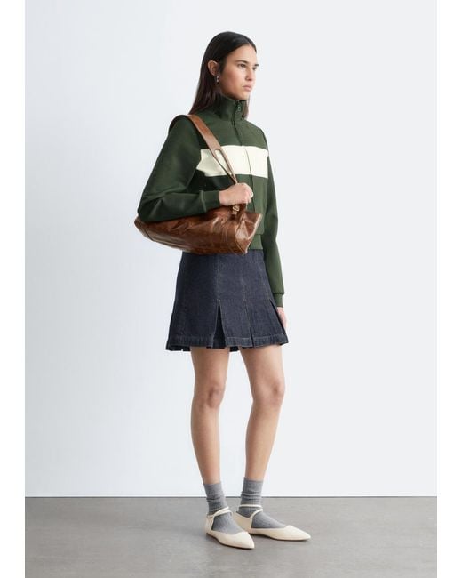 & Other Stories Green Scuba Zip-Up Jacket
