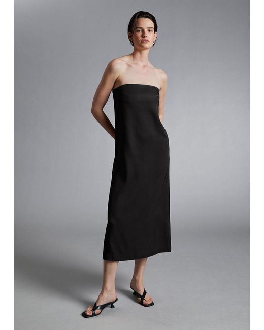 & Other Stories Strapless Bustier Midi Dress in Black | Lyst Canada
