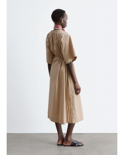& Other Stories White Drawstring Midi Dress