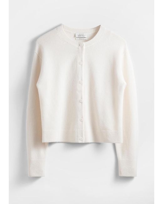 & Other Stories White Boxy Merino Wool Cardigan