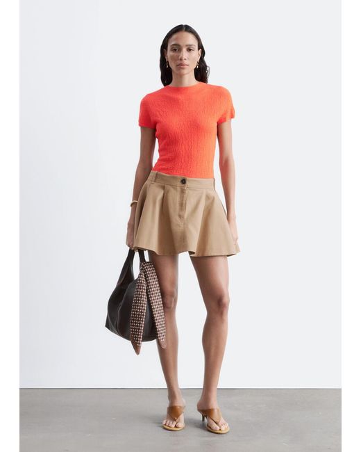 & Other Stories Red Mock-Neck Top