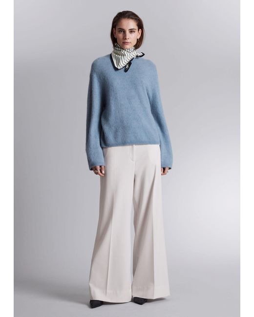 & Other Stories Blue Mock-neck Knit Sweater