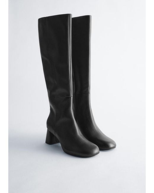 & Other Stories Gray Knee-High Leather Boots