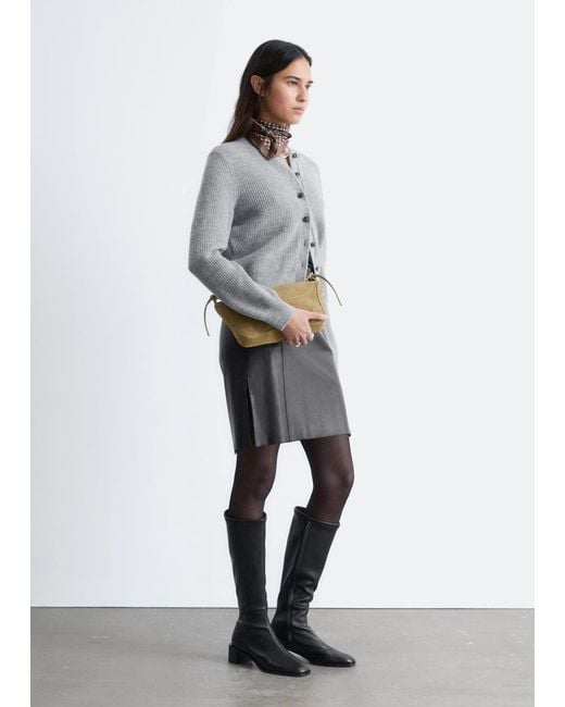 & Other Stories Gray Rib-Knit Cardigan