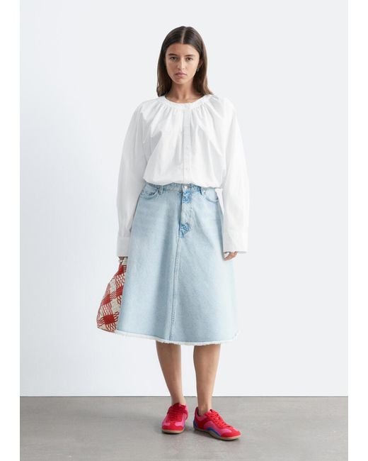& Other Stories White Gathered Cotton Blouse