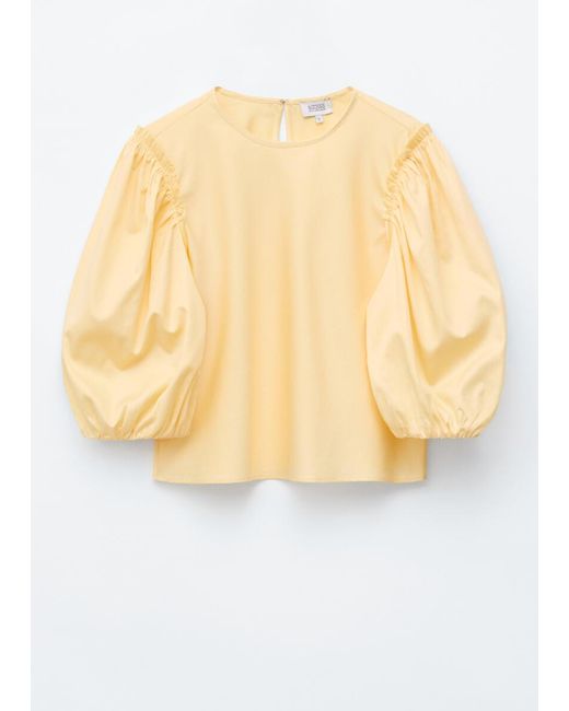 & Other Stories White Balloon-Sleeve Cotton Blouse