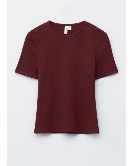 & Other Stories Red Ribbed T-Shirt