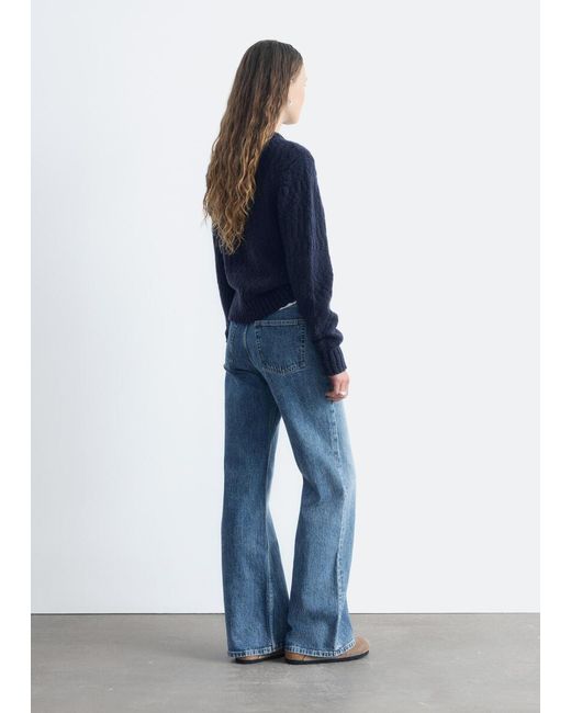 & Other Stories Blue Wool-Cotton Bouclé Jumper