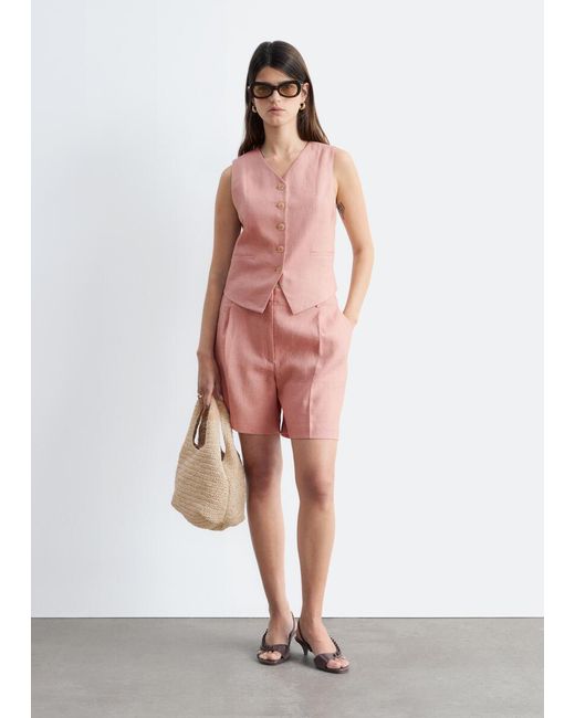 & Other Stories Pink Linen Waistcoat
