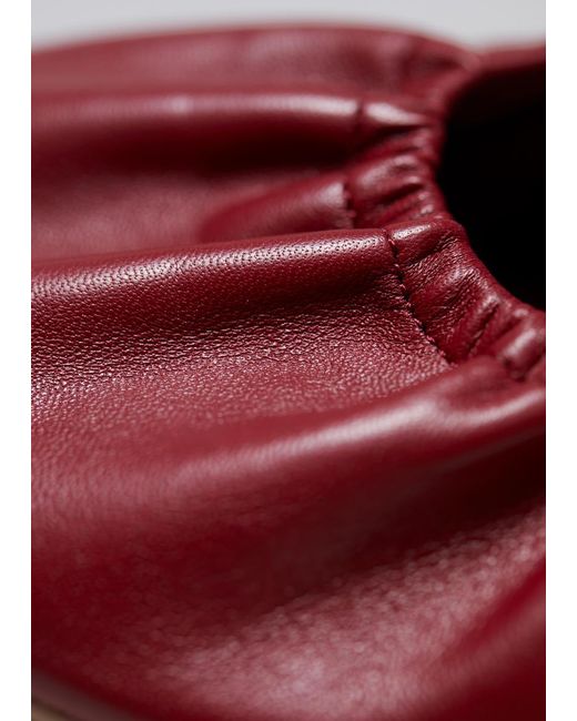 & Other Stories Red Ruched Leather Ballet Flats
