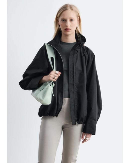& Other Stories Black Zip-Up Twill Jacket