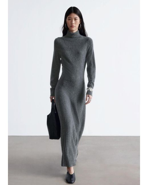 & Other Stories White Merino Wool Turtleneck Maxi Dress
