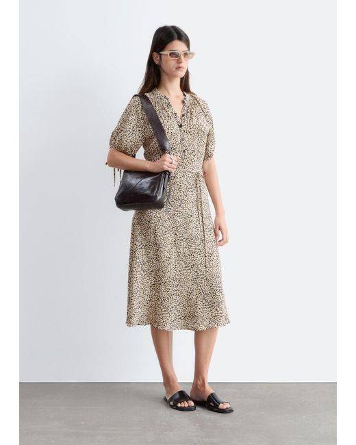 & Other Stories White Tie-Waist Midi Dress